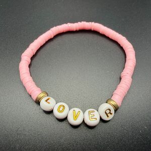 Handmade OneSize Lover Era Bracelet Women Pink Polymer Clay Heishi Swiftie Gift